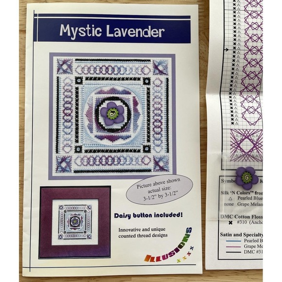 Something In Common~ Mystic Lavender~ Counted Thread Design Pattern‎ with button - Picture 2 of 5